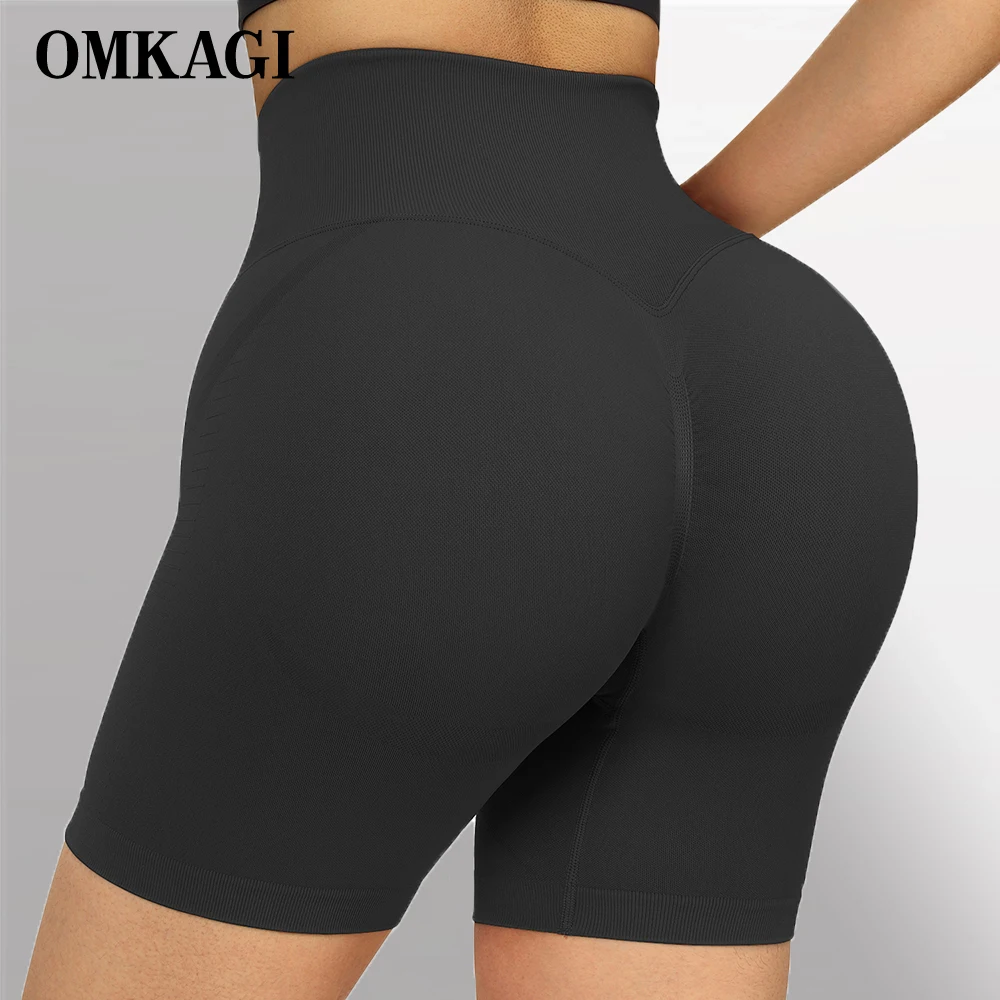 OMKAGI Высокая талия Йога Спортивные шорты женские летние разделяющий ягодицы