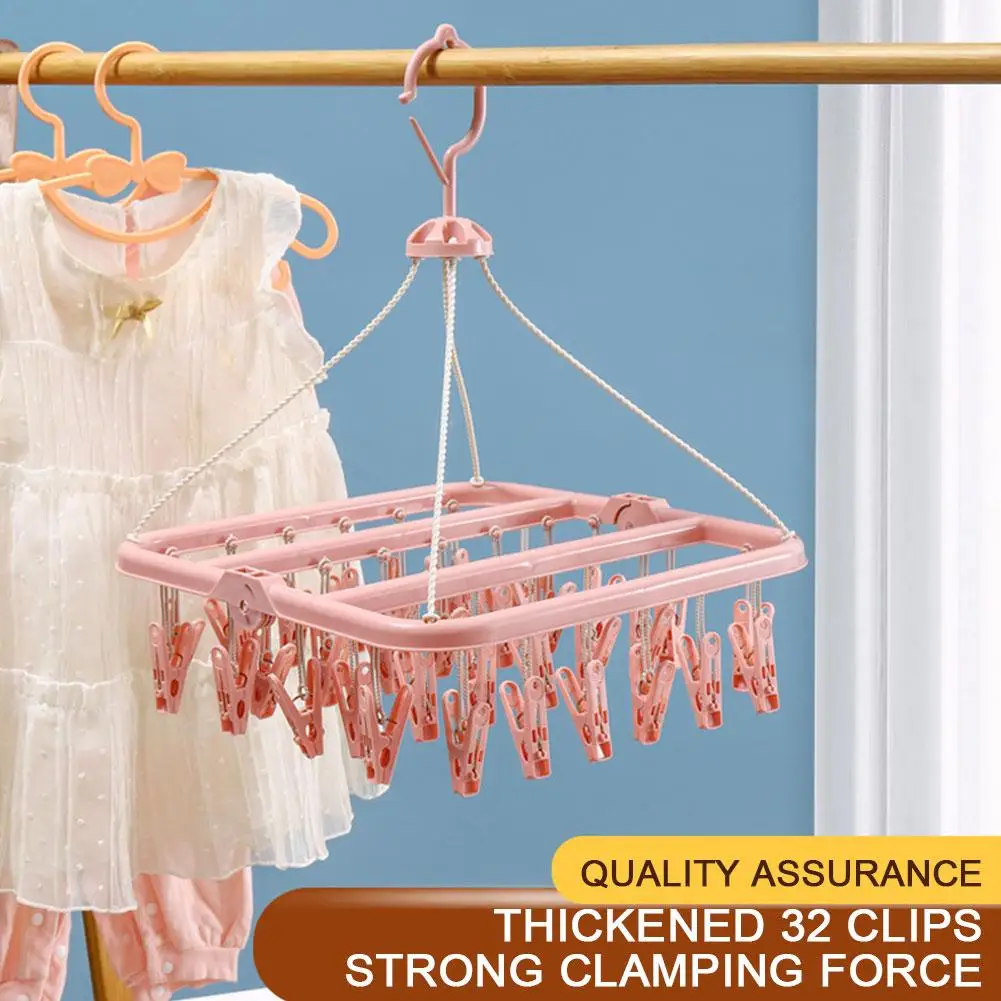 

Folding hangers portable outdoor non-slip hanger Portable Towel Travel Hanger Cloth Organizer Storage Sock Clothespin Close T3Q0