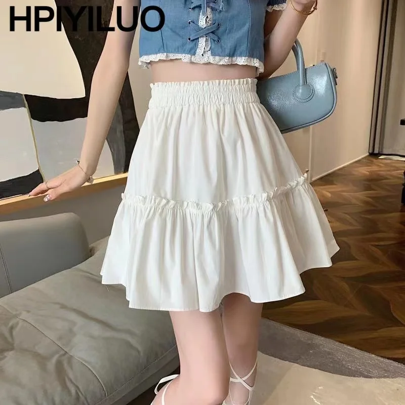 

Милая Мини-юбка HPIYILUO для женщин, милая Лоскутная короткая плиссированная юбка с высокой талией в стиле преппи в Корейском стиле