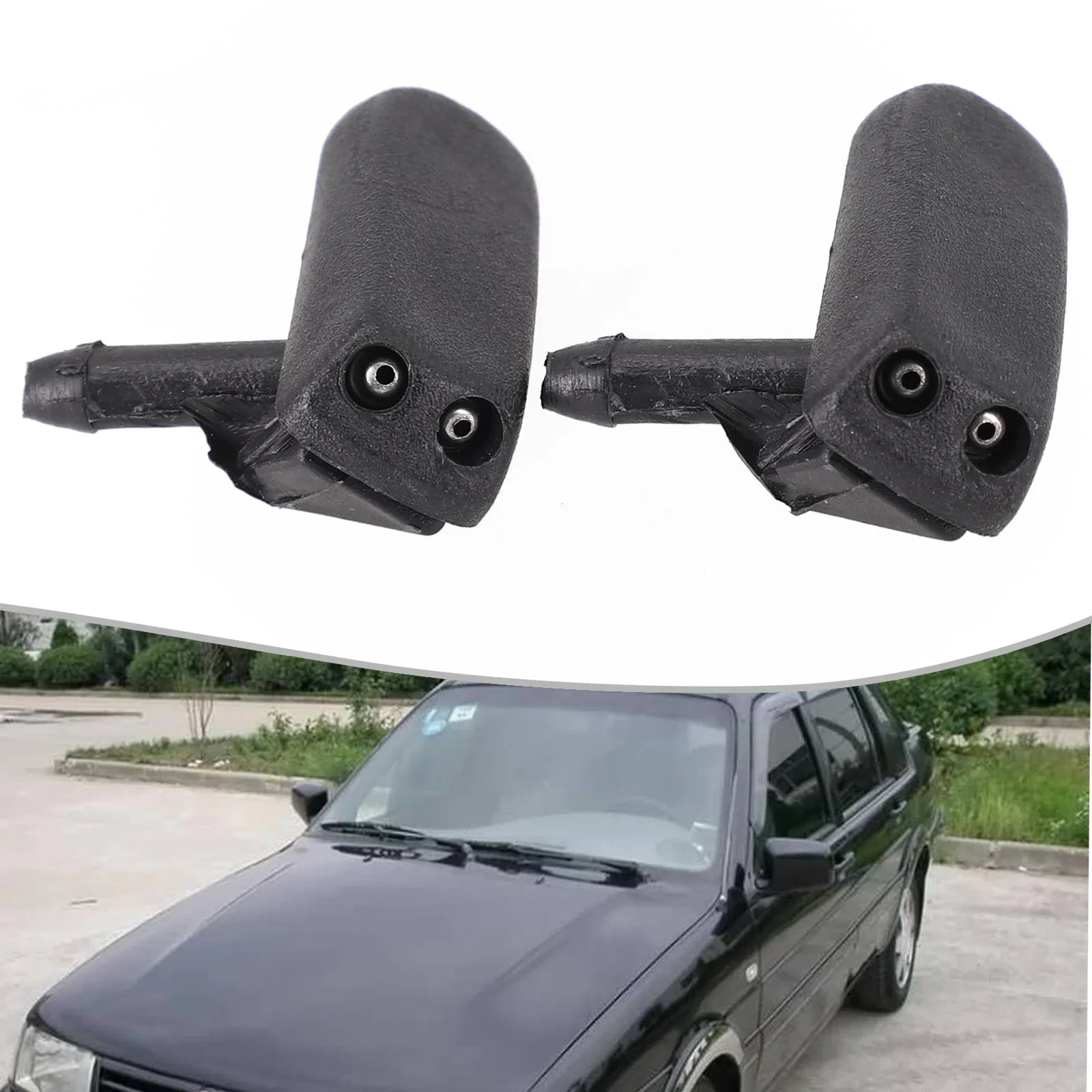 

2 шт. насадка для омывателя переднего стекла, распылитель воды, черный 191955985 Для MK1 и MK2 1982-2004 для Passat B2 B3 B4 1986-1997 гг.