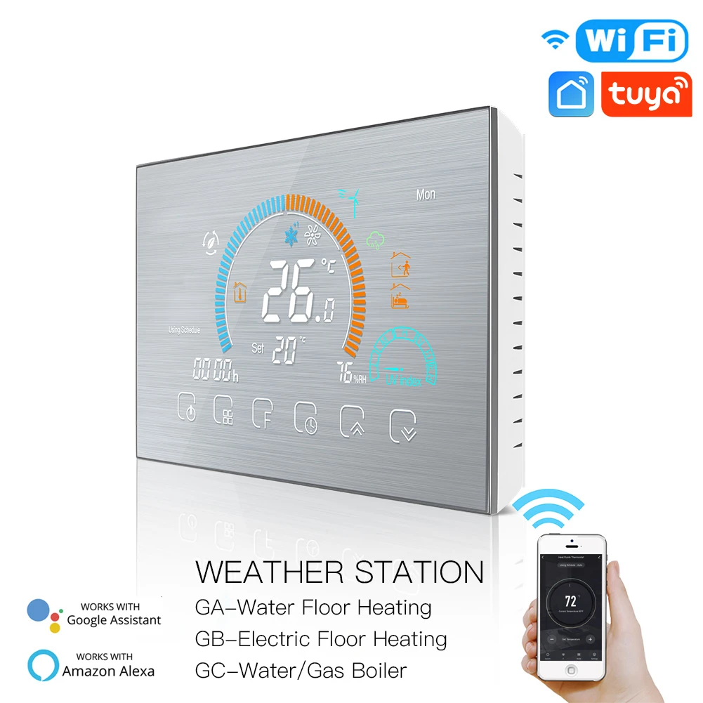 

WiFi Thermostat Programmable Temperature Controller Underfloor Water/Gas Boiler Weather Station Tuya Smart Alexa Voice Control