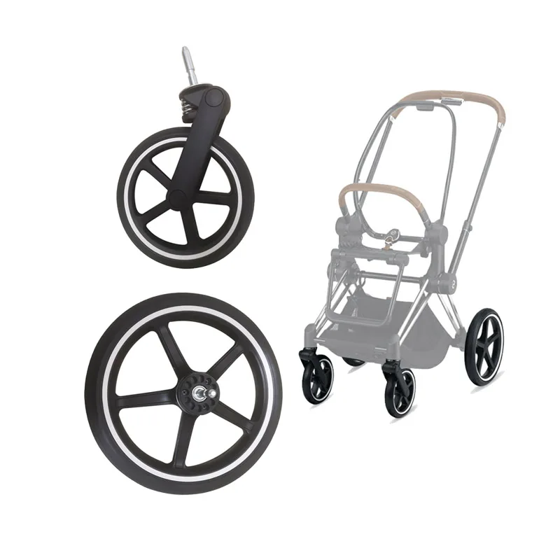 Pram Wheels Compatible Priam Accessories Pushchair Full Black Rose Gold White Circle One Front Rear Wheels Baby Cart Parts