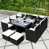 outdoor table and chair combination courtyard garden terrace rattan chair simple leisure outdoor waterproof sunscreen table