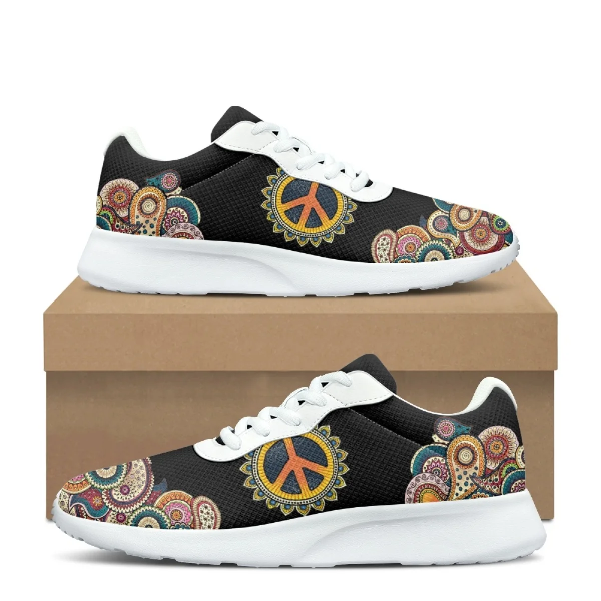 Модные женские кроссовки Peace & Love с рисунком мандалы брендовые дизайнерские