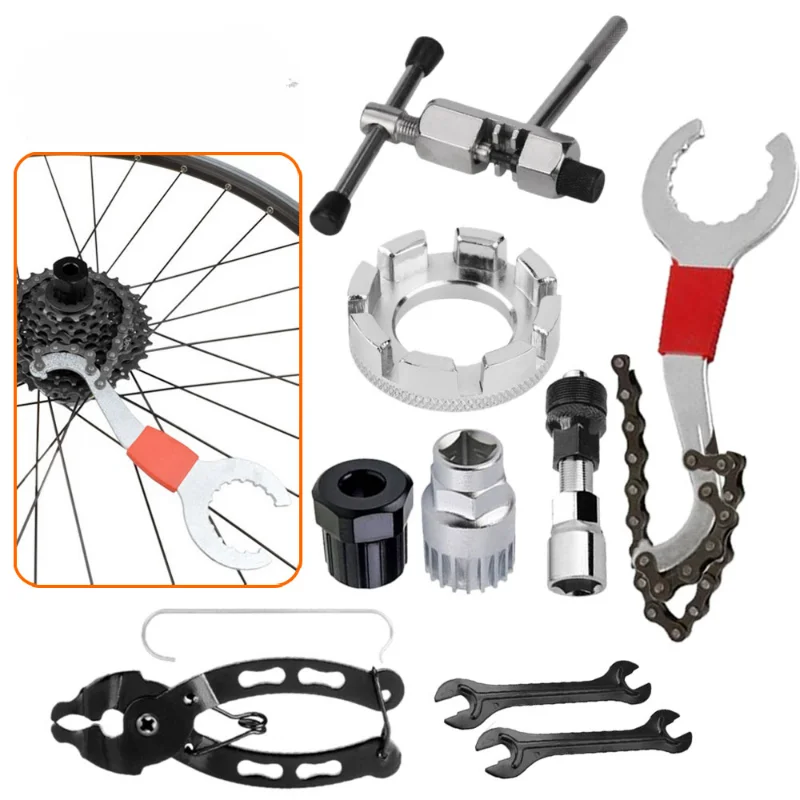 

Bicycle Repair Tool Kits Flywheel Removal Chain Breaker Cutter Crank Puller MTB Road Bike Wrench Cassette Bracket Extractor Sets