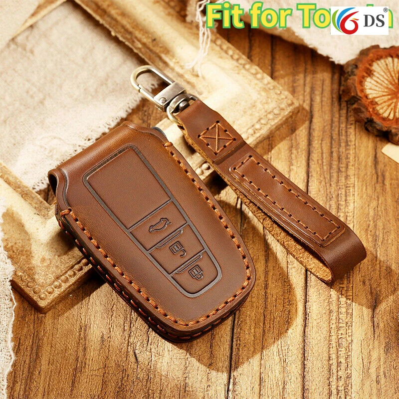 

Leather Key Case For Toyota Camry CHR Corolla RAV4 Avalon Land Cruiser Prado Prius Remote Fob Cover 2 3 Button 2018 2019 2020