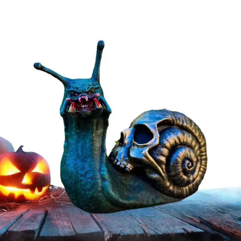 

Skull Snail Garden Decor Bloody Resin Snail Sculpture For Halloween Bloody Snail Skull Figurine For Lawn Front Door Parterre
