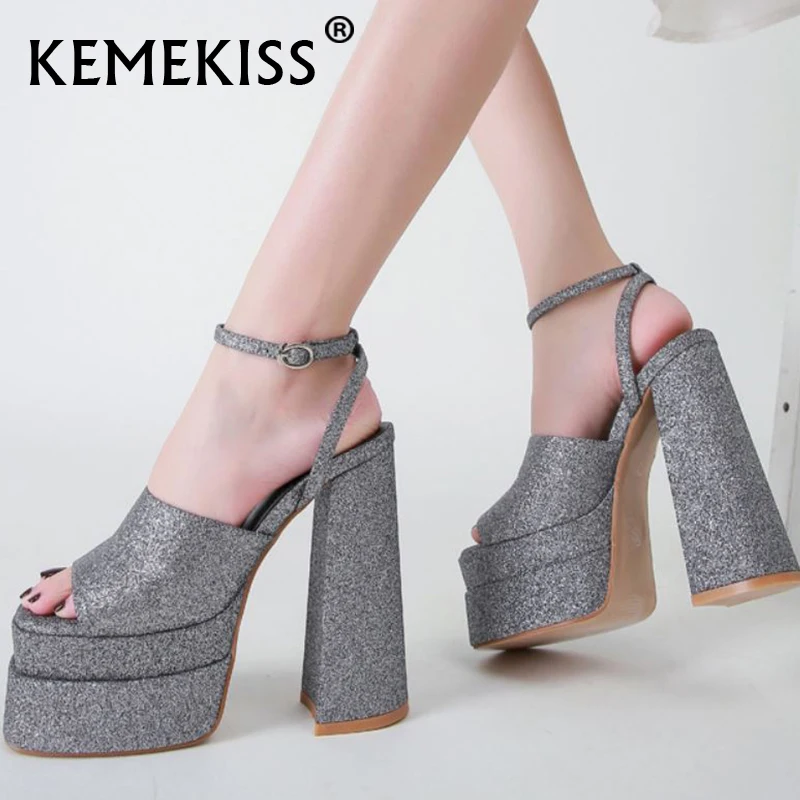 

KemeKiss Size 35-42 Women Sandals Ins Fashion Platform Sexy High Heels Summer Shoes Woman Buckle Party Lady Home Daily Footwear