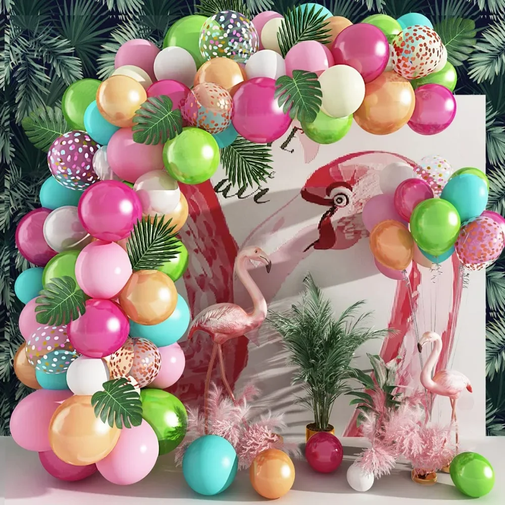 

Balloon Set Hawaiian Party Decorations Balloon Garland with Palm Leaves Party Supplies Tropical Balloon Arch Kit Birthday Party