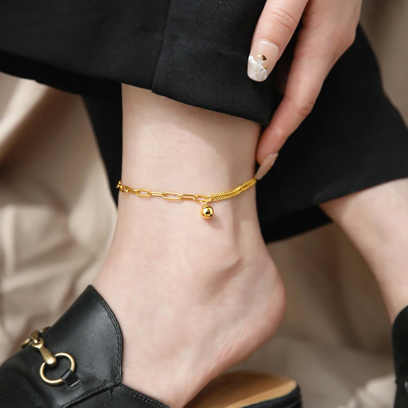 Trendy Summer Beach Accessories 2023 Bracelets on The Leg Foot Jewelry for women free shipping Little Golden Ball Ankle Feet