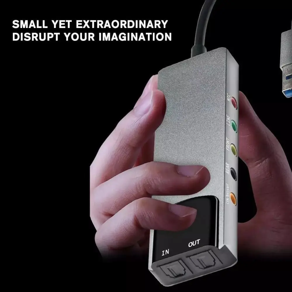 Фото Новая USB-звуковая карта 7.1/5.1-канальная, практичная внешняя аудиокарта, портативная, для игр и прямых трансляций, с оптическим выходом SPDIF для ПК/компьютера №2