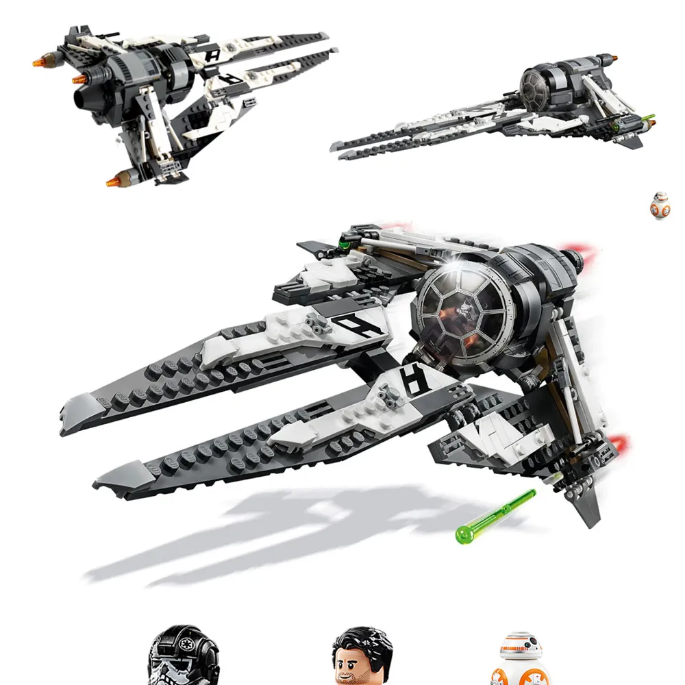 

DISNEY Fit 75242 Star Space Wars Black ACE TIE Interceptor Fighter Gunship Spaceship Model Building Block Bricks Toy Kid