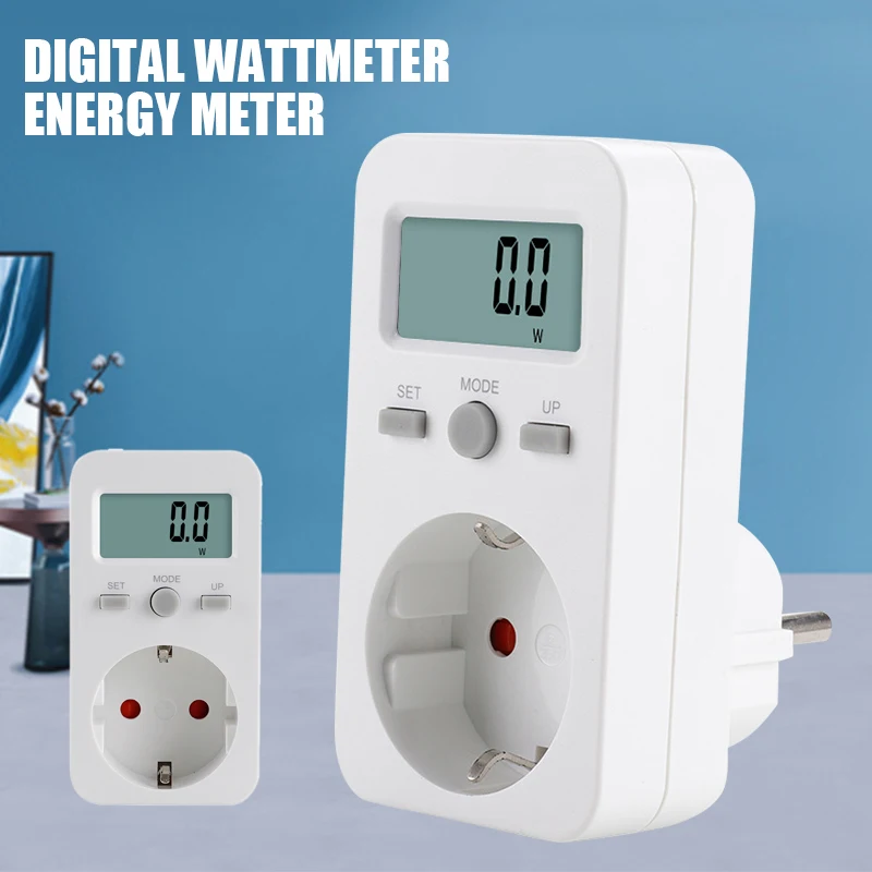 

Digital Wattmeter LCD Energy Meter Power Consumption Electricity Socket Outlet 230V EU Plug Cost Analyzer Watt Monitor