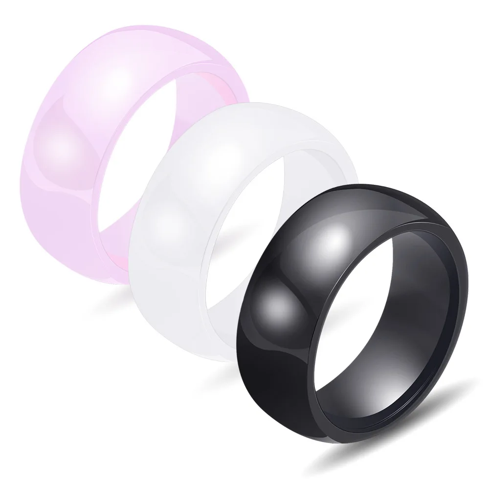 

Black and white Ceramic Ring Transfer Ring Simple Men and Women Single Ring Tail Ring Couple Ring Ring Hand Jewelry JZ002-6