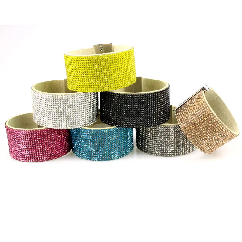 

Bohemian National Style Ins Hot Drill Full of Diamond Charm Lady Bracelet Fashion Versatile Magnet Buckle Bracelet Wholesale