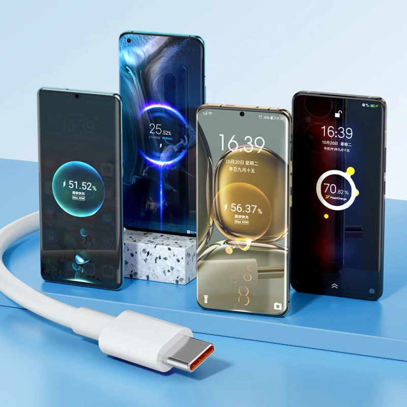 Супербыстрое зарядное устройство с USB-кабелем типа C для Nova 7 9 8 SE Mate 20 30 40 50 P30 P40 P50 Pro