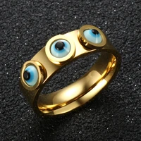 new trendy lucky eye ring for women men fashion stainless steel gold color eyeball finger rings party luxury couple jewelry gift