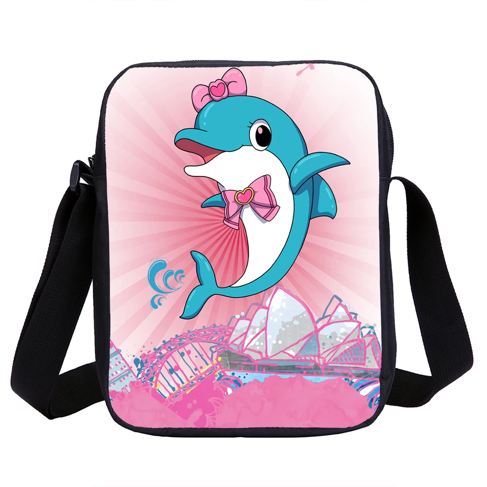 Розовый мультяшный большой рюкзак для девочек с дельфином 17 дюймов 9 л