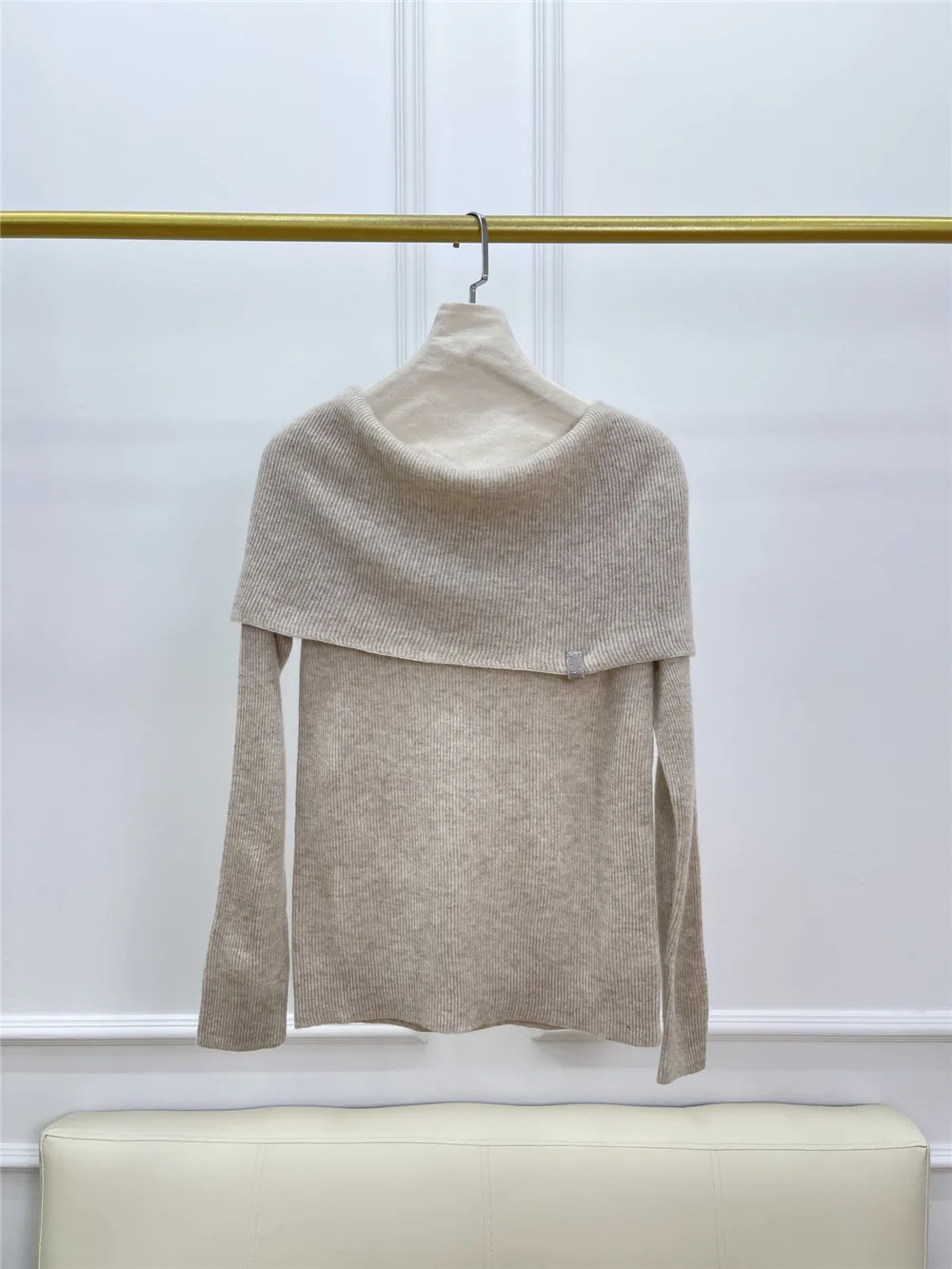 Осенне-зимний кашемировый свитер с открытыми плечами для женщин вязаный пуловер