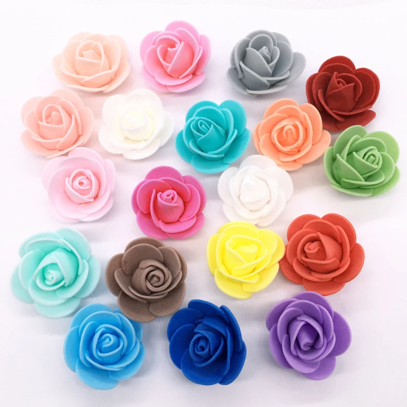 

50/100/200 Pieces Teddy Bear of Roses 3cm Foam Wedding Decorative Christmas Decor for Home Diy Gifts Box Artificial Flowers