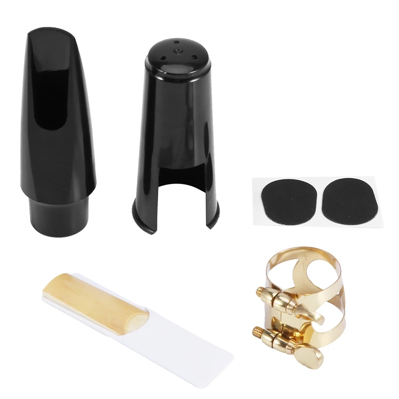 Alto Sax Saxophone Mouthpiece Plastic with Cap Metal Buckle Reed Patches Pads Cushions | Parts &amp Accessories