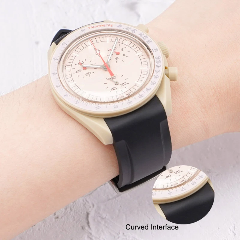 New Colorful Rubber Watch Band 20mm  for Omega×Swatch Joint MoonsSwatch Steel Pin Buckle Women Waterproof Curved End Watch Strap