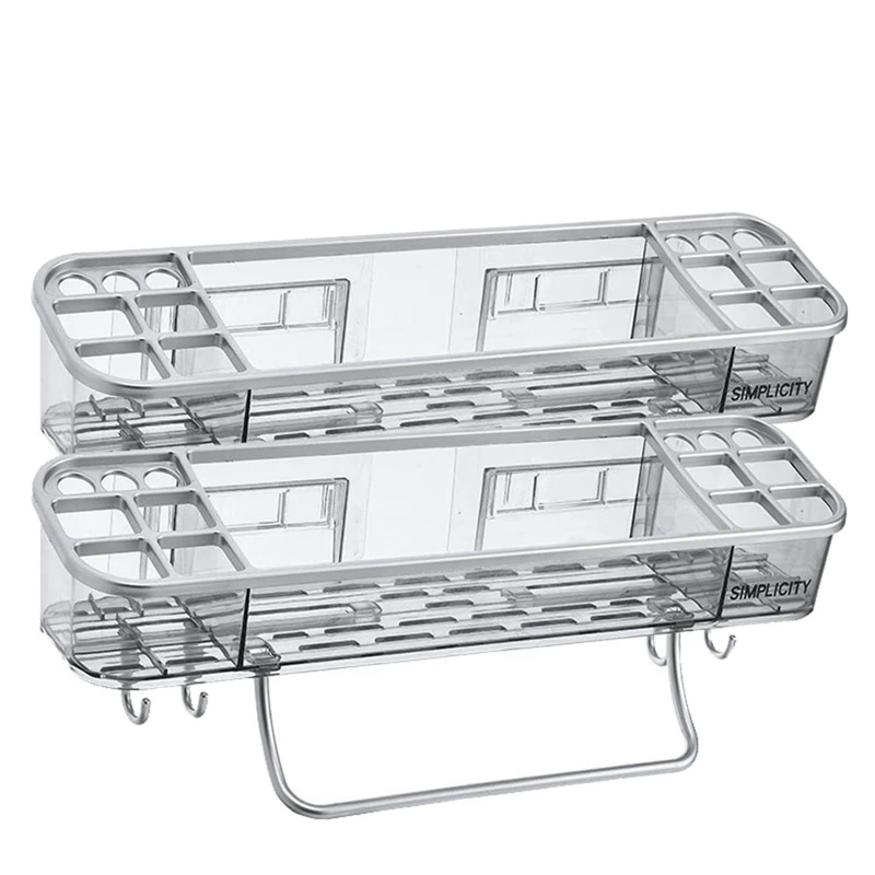 

Shower Caddy Organizer Shelf With Dividers, Wall Mounted Bathroom Shower Organizer Shampoo Holder Storage Rack 2 Pack