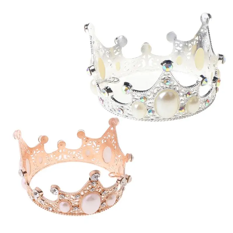 

Baby Luxury Rhinestone Pearl Crown Mini Tiara Wedding Headband Princess Birthday Party Decorations Hair Accessories