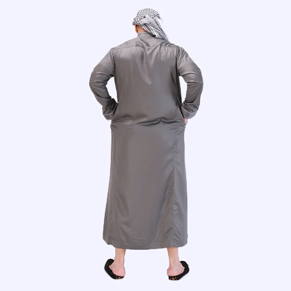 Middle East Ethnic Costumes Muslim Robe Male Aristocrat Luxury Dubai Arabian Islamic Prayer Dress Long-sleeved Top Worship Dress