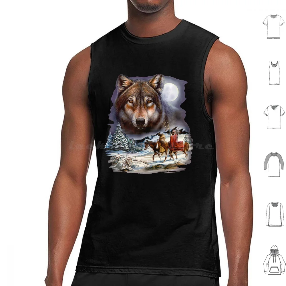 

Winter Wolves In Full Moon Tank Tops Print Cotton Winter Wolf Wolves Howling Moon Moonlight Nature Wild Night Wildlife