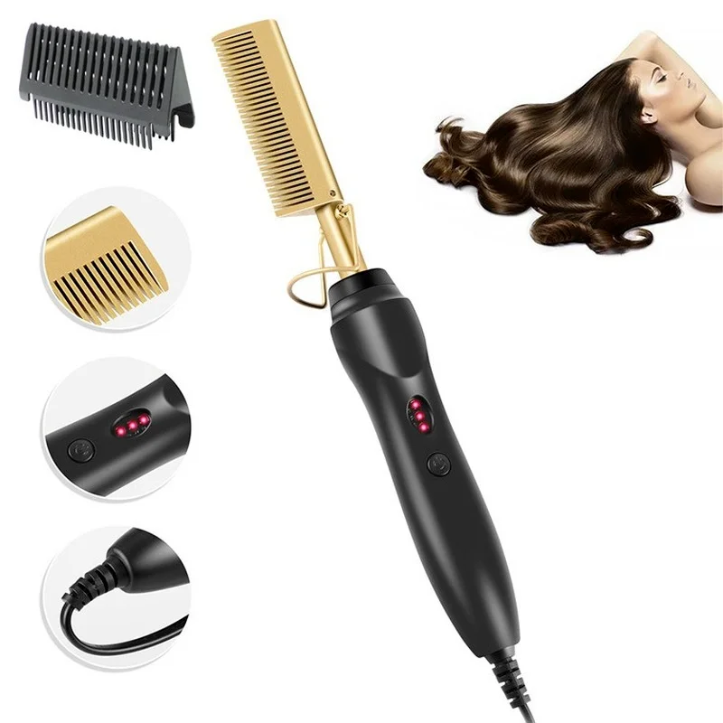 2 in 1 Hair Straightener Curler Wet Dry Electric Hot Heating Comb Hair Flat Iron Straightening Styling Tool Home Appliances