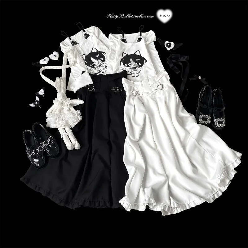 Осень 2023 новые черные длинные юбки в японском стиле Rojita с высокой талией и