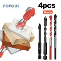 4pcs hole drill bit set hexagonal handle lengthened cross twist drill bit suitable for plastic wood glass marble hole saw