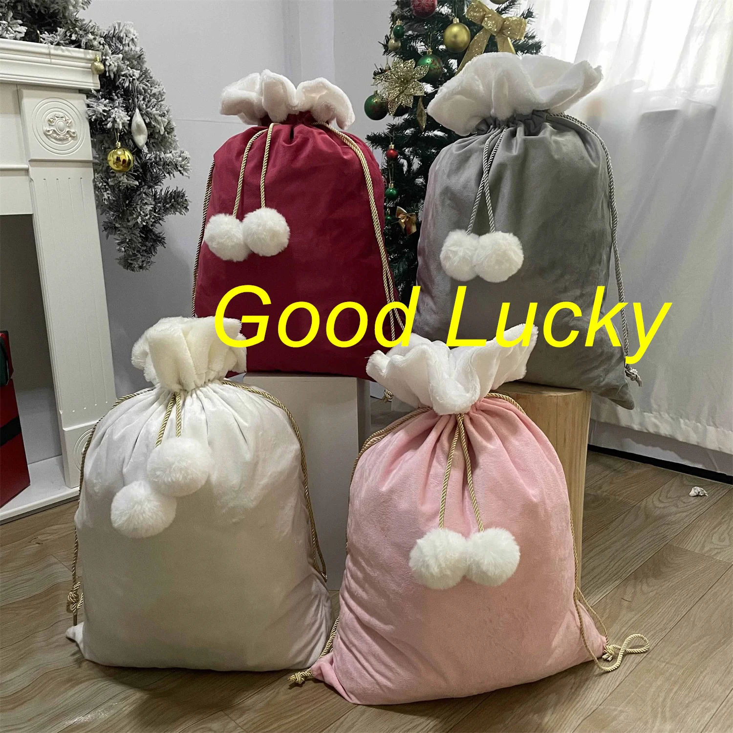 20 шт./партия рождественские сумки с помпоном |