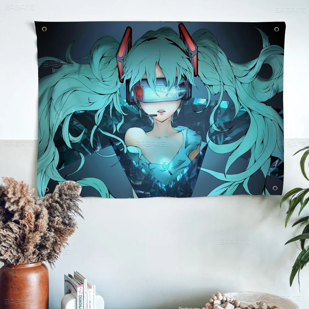 Милый-H-Hatsune M-Mikues DIY флаг для семейной группы фото гостиной дома и общежития декор