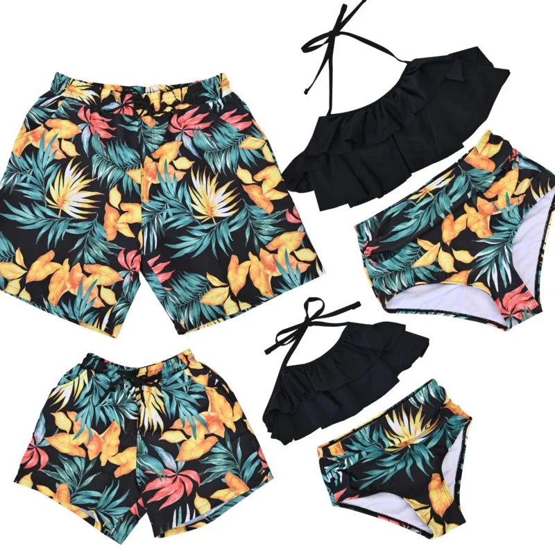 

2022 Family Matching Two Pieces Swimsuit Mother Daughter Kid Son Girl Swimwear Swimming Suit For Women Maillot De Bain Bikinis