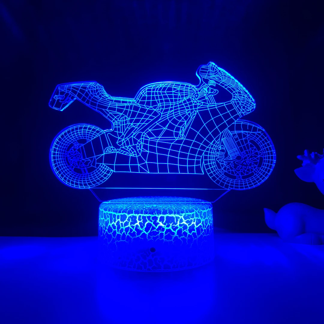 

Acrylic 3D Motorcycle LED Night Light for Kids Cool Boy Gift Desk Table Lamp Colorful Child Birthday New Year Gifts Table Lamp