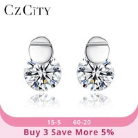 czcity 925 sterling silver earrings for women cubic zirconia gold push back stud trend vintage piercing earrings unusual jewelry