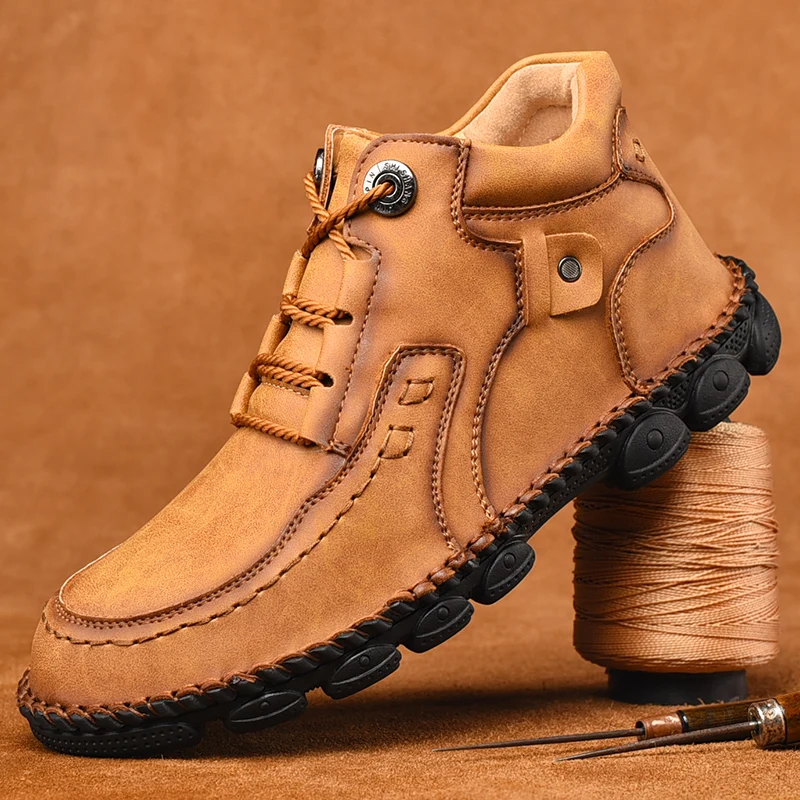 Мужские кожаные ботинки в римском стиле мягкие классические мотоботы модная