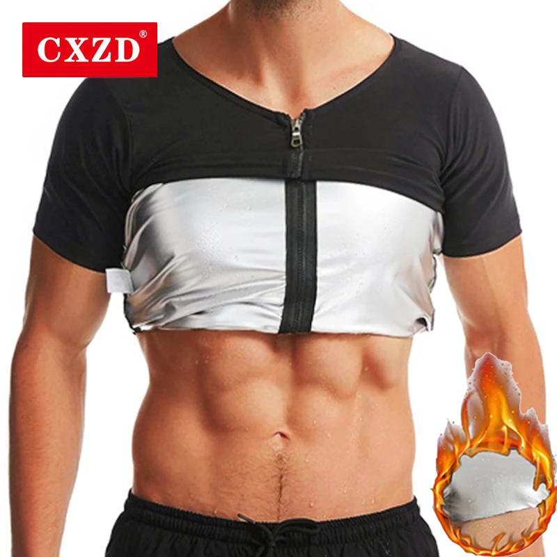 

CXZD Men Sweat Sauna T-shirt Waist Trainer Slimming Suit Body Shapers Shapewear Corset Underwear Belly Control Fat Burn Tops