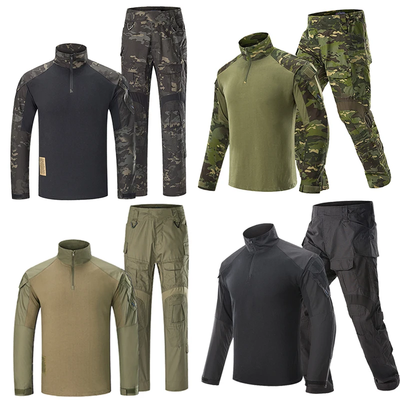 Airsoft Hunting Pants G3 Combat Shirt Pants with Pads Camoping Tactical Multicam Trousers MultiCam Forces Hunting Camouflage
