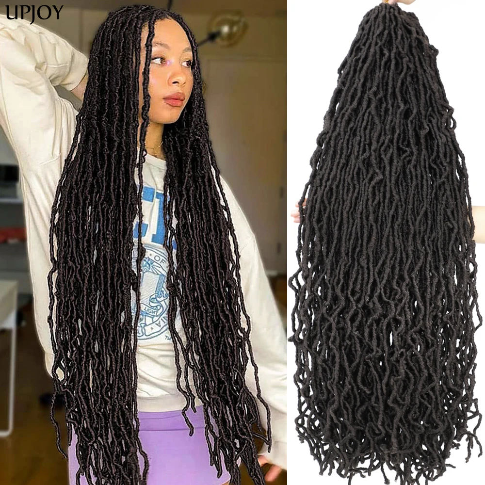 36inch Soft New Faux Locs Colorful Long Goddess Locs Crochet Hair Natural Crochet Braid Curly Wave Braiding Hair for Black Women