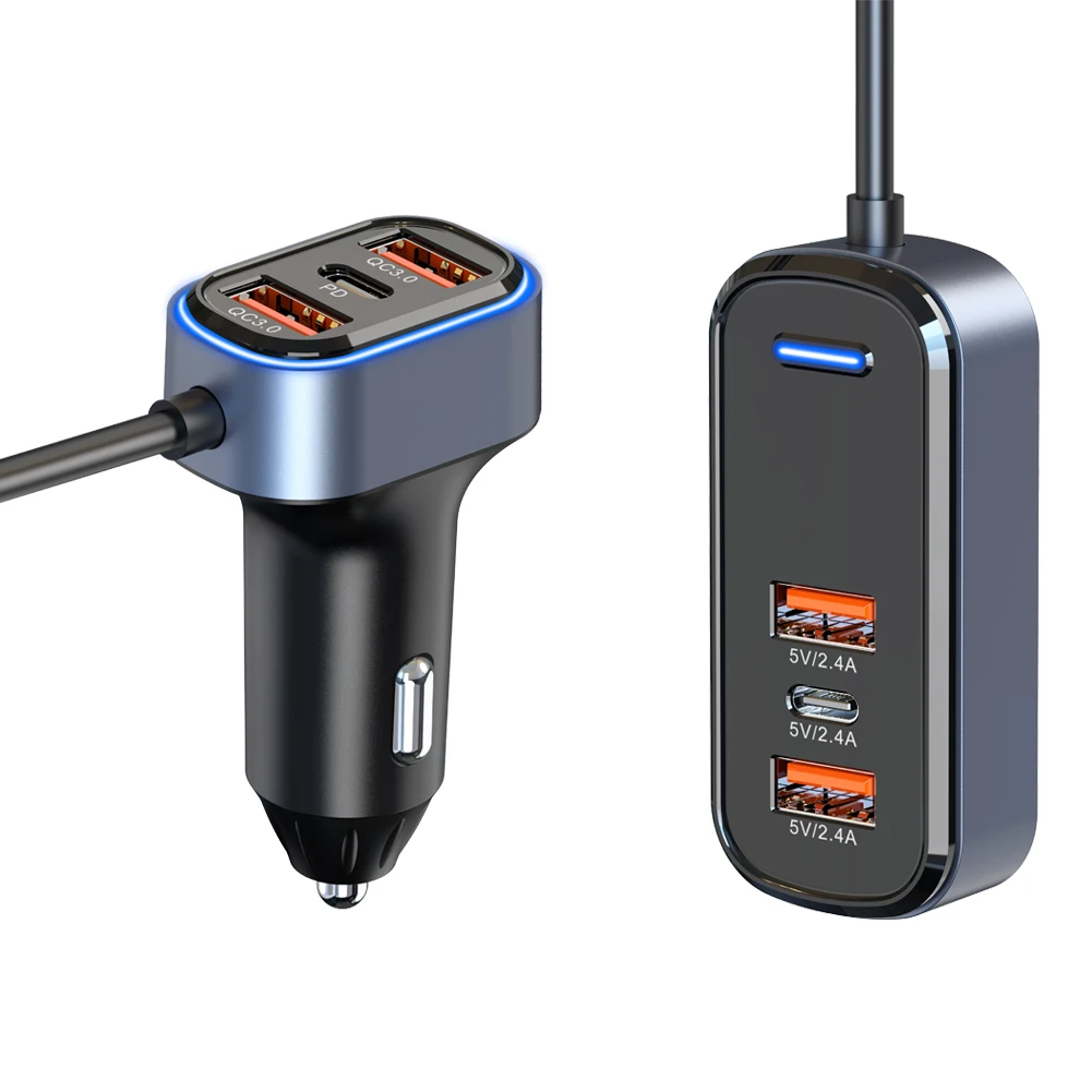 Автомобильное зарядное устройство с несколькими портами USB Type C быстрая зарядка PD