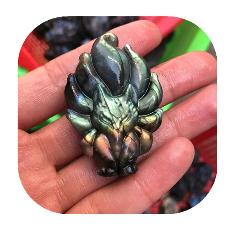 

Natural Folk Crafts Labradorite Fox Crystal Stones For Gifts