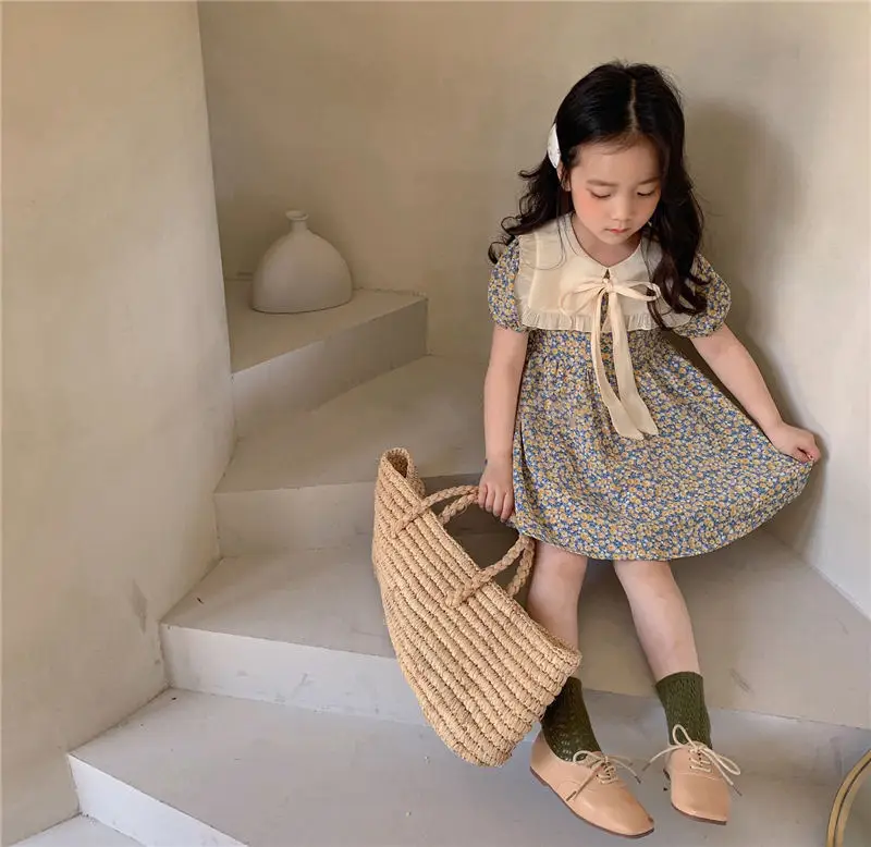 2022 girls dress summer new baby girl floral princess dress Korean version girl dress