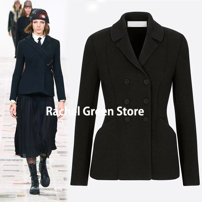 

Luxury Design 2022 Runway High End 1:1 Jacket Women New Branded Cashmere Wool Blend Long Sleeve Double Breasted slim fits Blazer