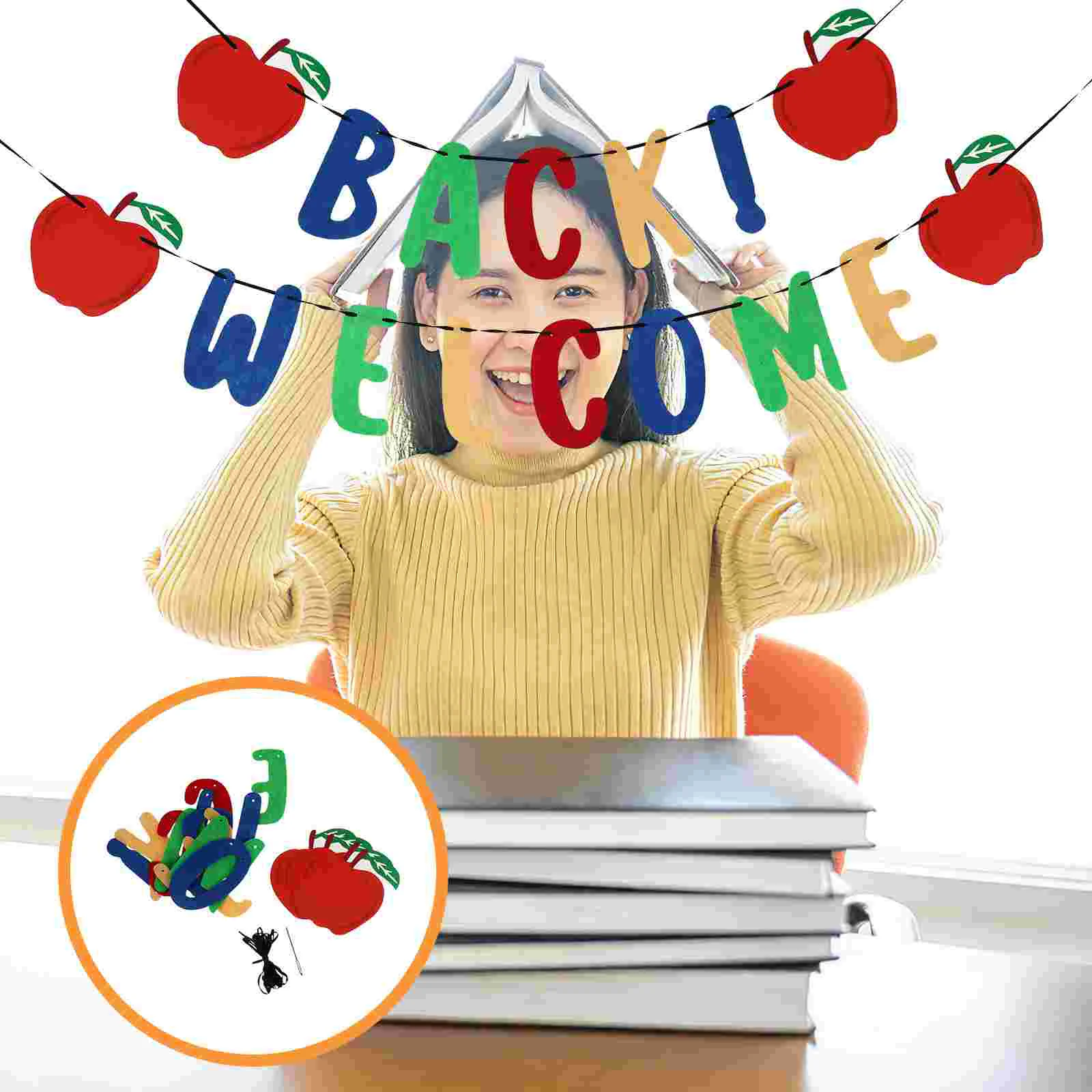 

School Banner Welcome Decorationparty Garland Daybanners Sign Hanging Home Paper Bunting First Wallsigns Decorations Kids