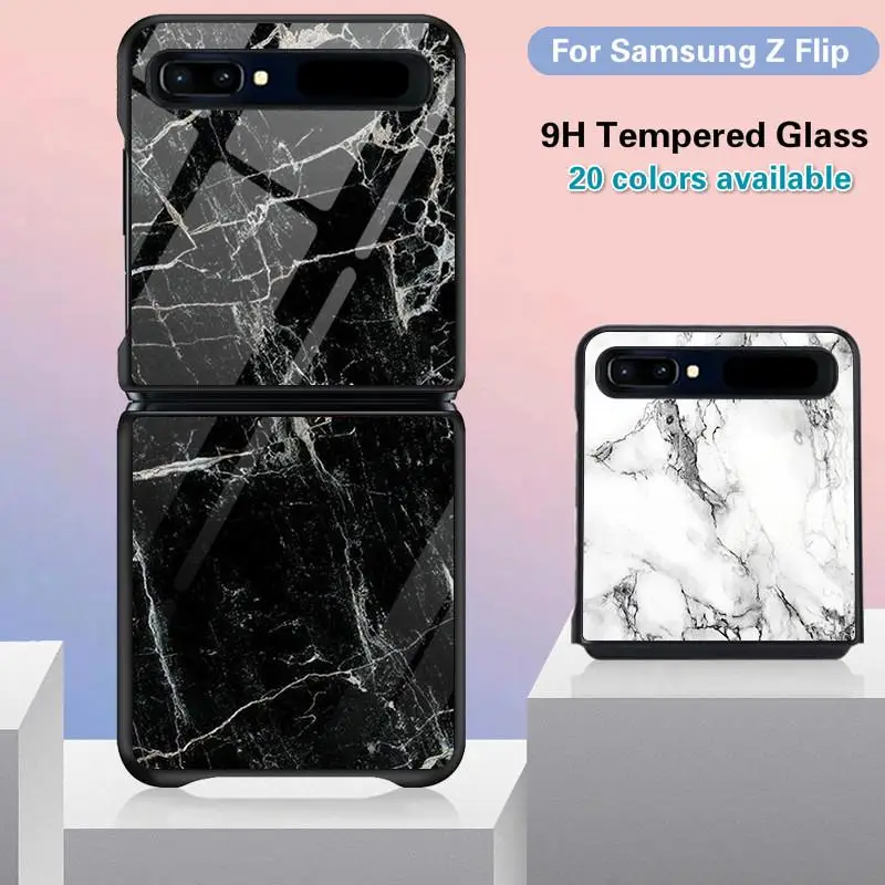 

Роскошный чехол-книжка из закаленного стекла для Samsung Galaxy Z, жесткий ударопрочный чехол-книжка с мраморным рисунком для ZFlip