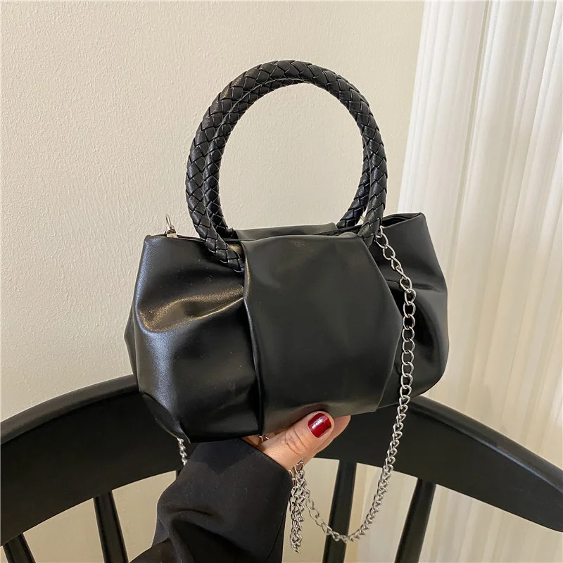 

Pleated Cloud Bag for Women 2023 New Trend Fashion Chain Handbag Candy Color Simple Casual Messenger Small Square Bag