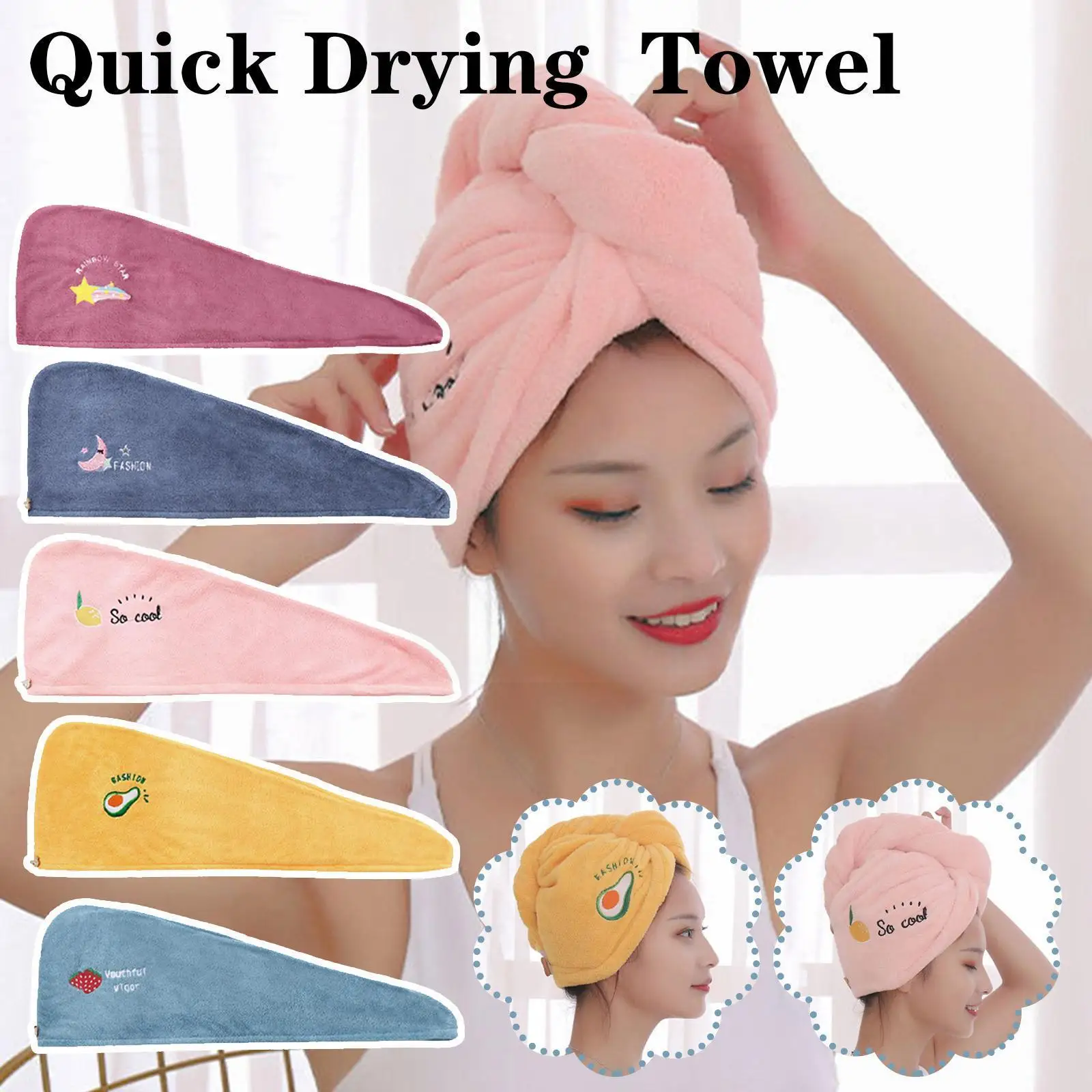 

Women Girl's Magic Microfiber Shower Towel Bath Hats For Women Dry Hair Quick Drying Soft For Lady Turban Hair Towe X4v6